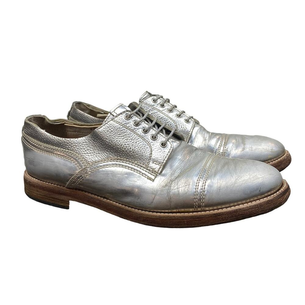 Acne Studios Askin Metal Silver Cap Toe Derby Oxford Shoes Men's 43 US 10